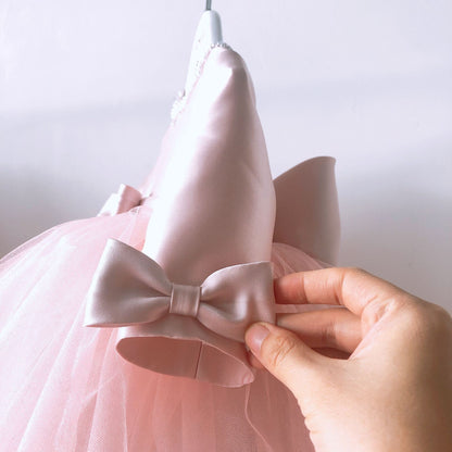 Pink A-Line Princess Dress with Bow for Girls – Birthday & Party Wear