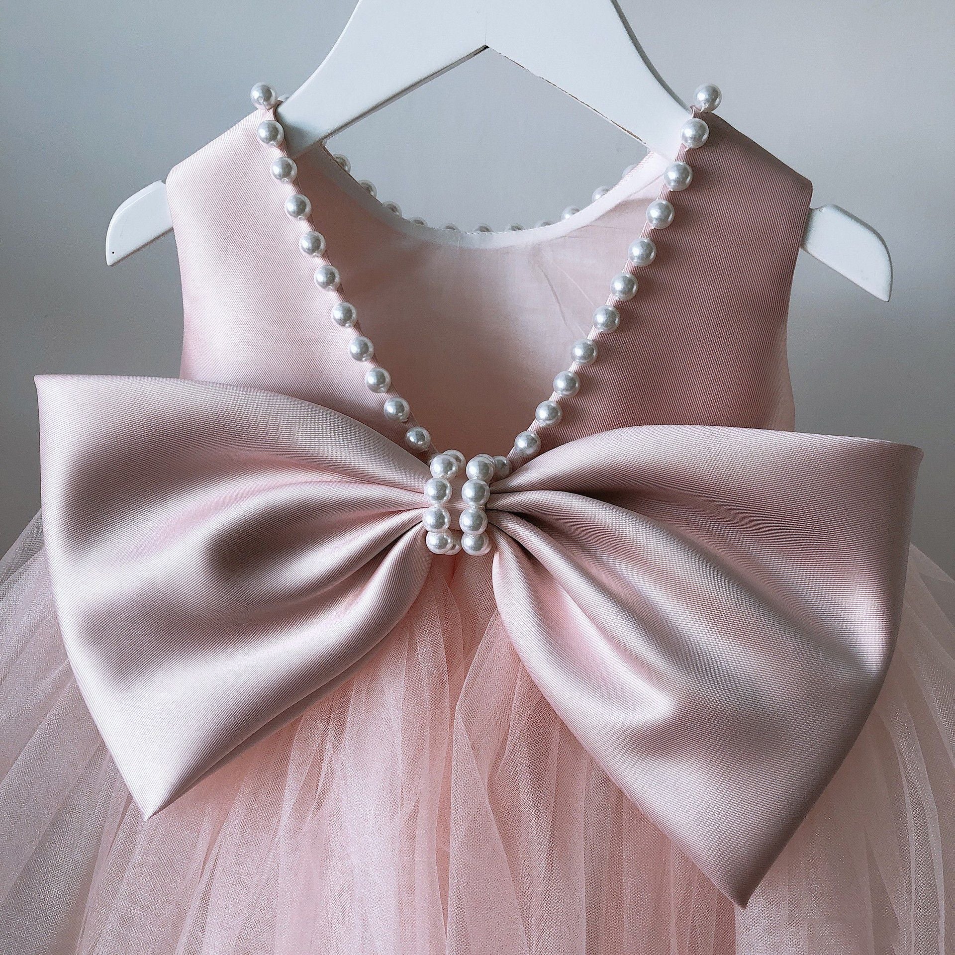 Pink Tulle A-Line Bow Princess Dress for Girls – Formal Baby & Toddler Party Wear