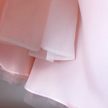 Pink Puffy Princess Dress for Girls with Bow – Formal A-Line Birthday & Party Gown