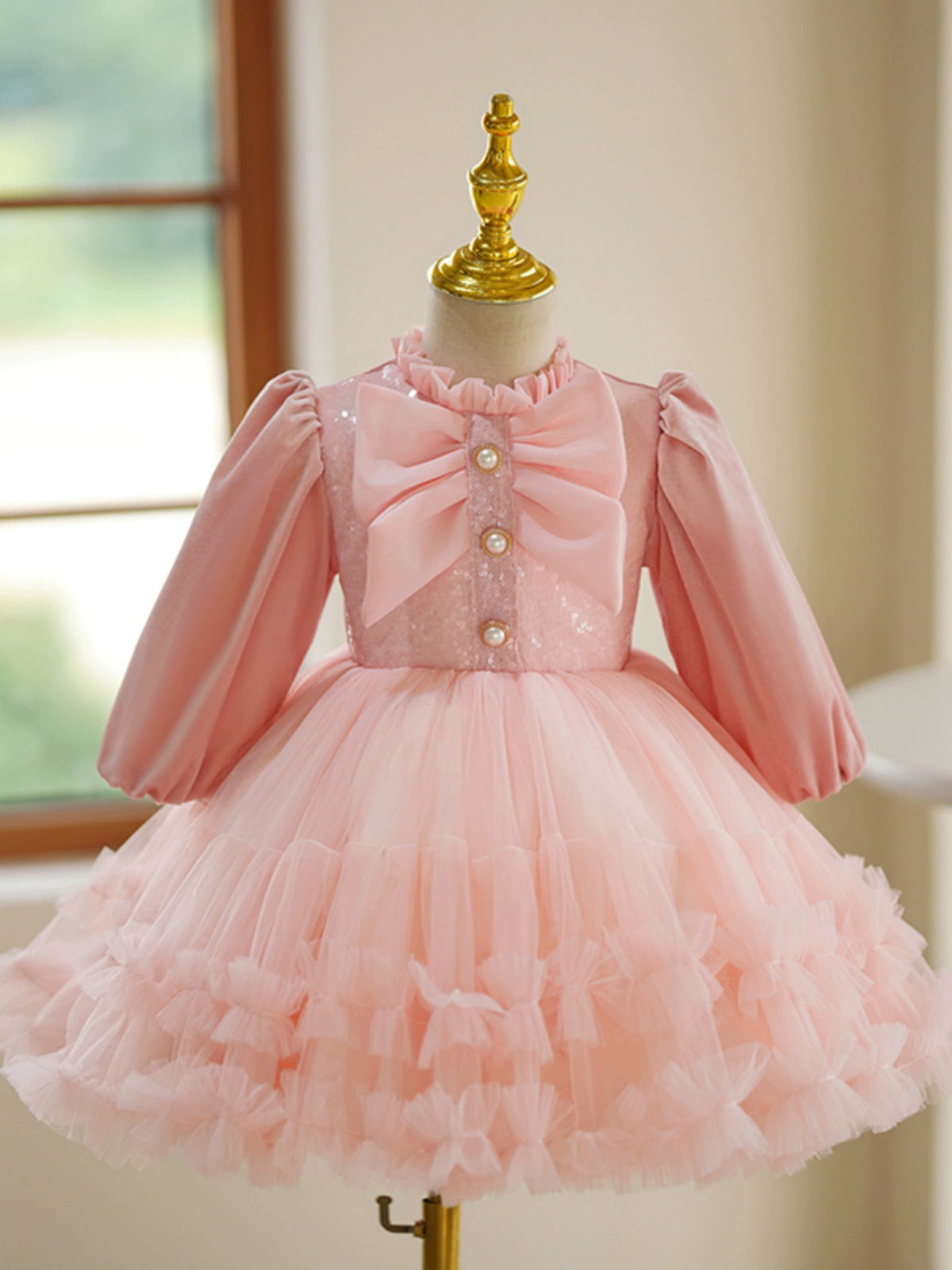 pink puffy dress costume Children's Pink Princess Dress Girls Party Puffy Dress