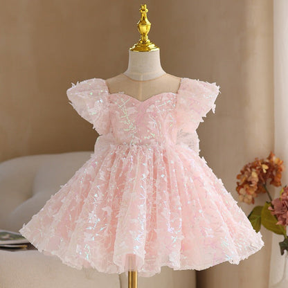 Pink Sequin Princess Party Dress for Girls (Ages 2-12) - Flower Girl & Birthday Tutu