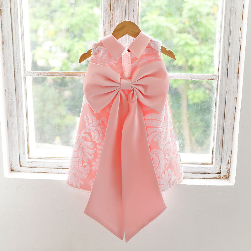 Cute Satin Sequin A-Line Princess Dress for Girls – Tea Length Sleeveless Party Outfit