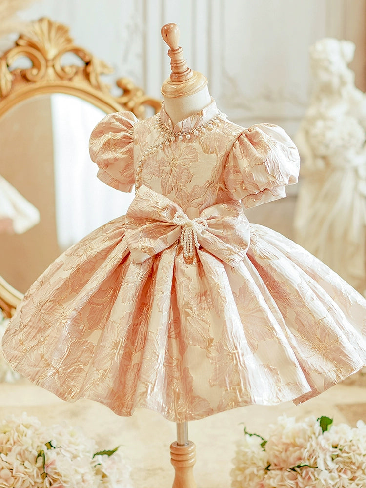 light pink with gold quince dress Mini Quinceaera Dress in Pink with Gold Accents