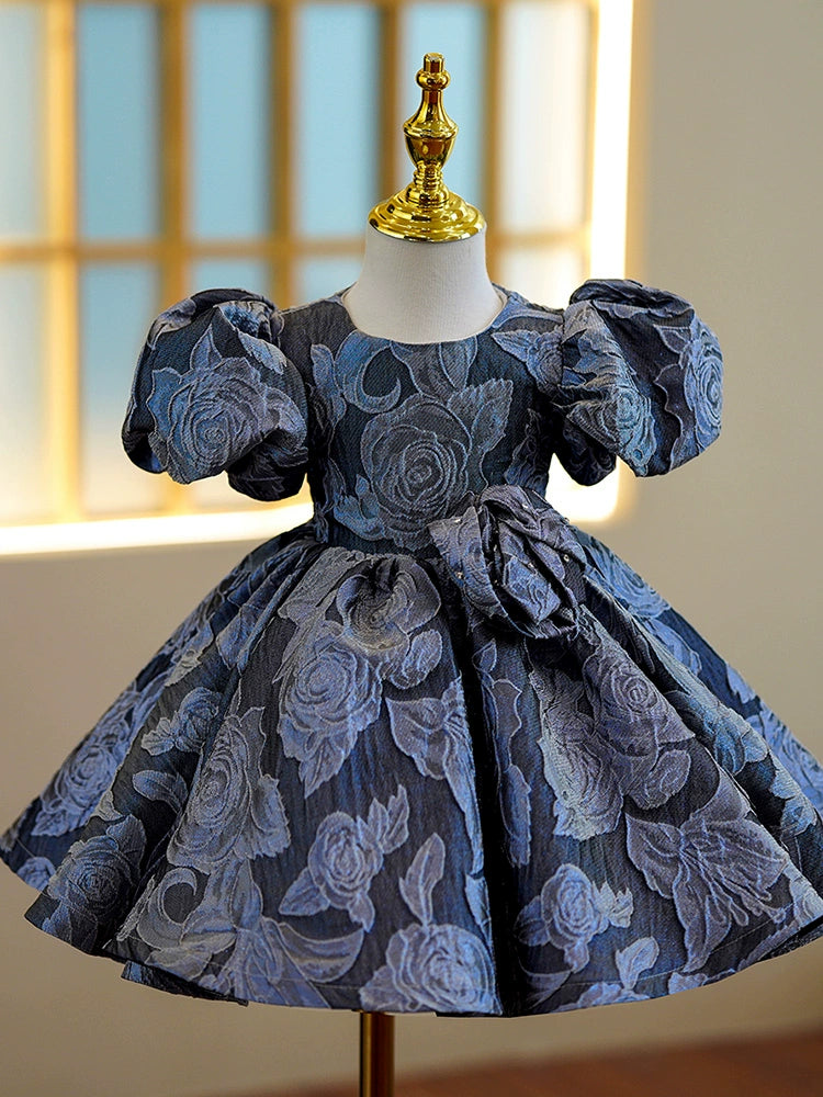 Princess Floral Satin A-Line Dress in Royal Blue - Royal Blue / 7-8 Years (140cm) Princess Floral Satin A-Line Dress in Royal Blue - Royal Blue / 7-8 Years (140cm)