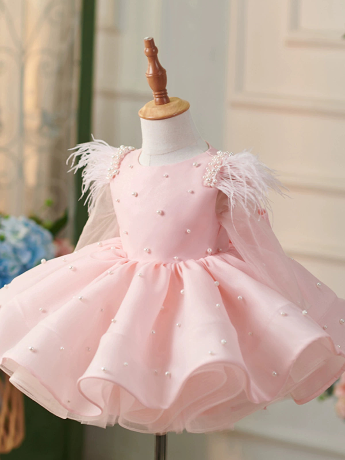 princess pink puffy dress Princess Off Shoulder Plunging Puff Sleeve Pink Satin Prom Dress, Pleated Pockets