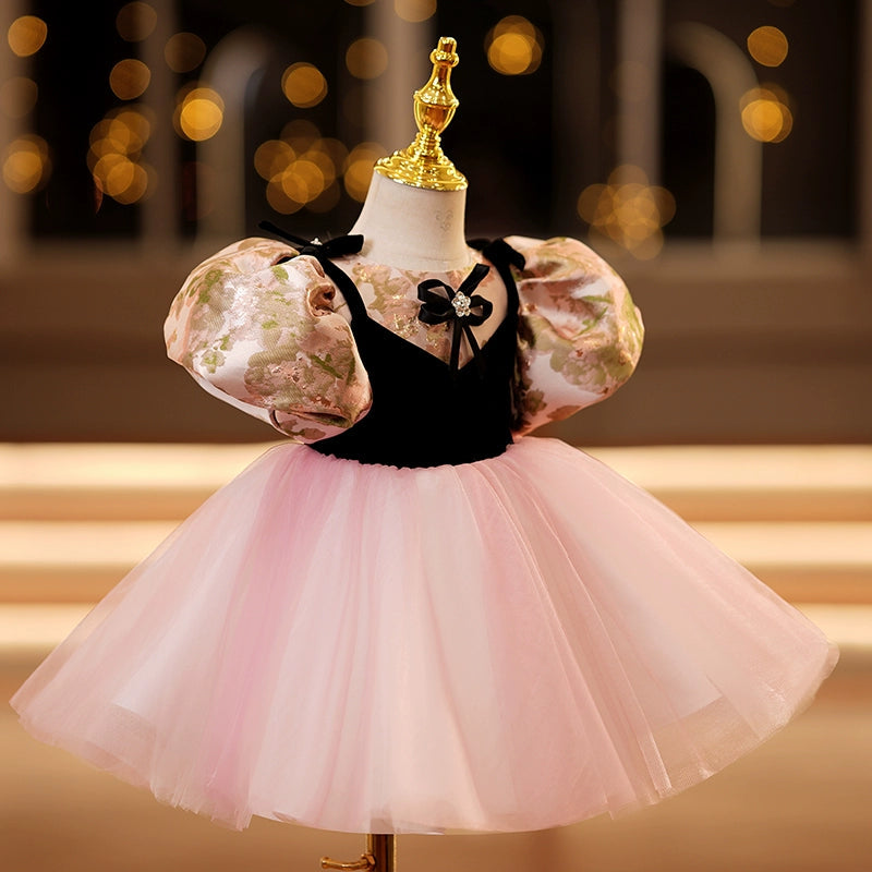 Cute Pink Princess Ball Gown Flower Girl Dress for Kids