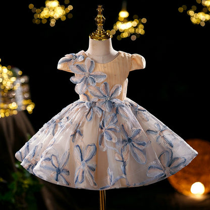 Champagne Princess Tulle Flower Girl Dress - Puffy Ball Gown for Parties & Weddings