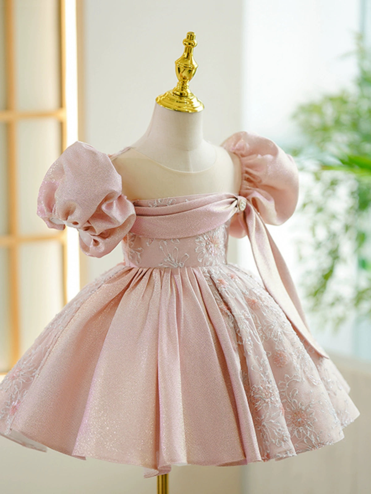 light pink tea length dress Charming Tea Length Light Pink Lace Wedding Party Dress, Pink Party Dr