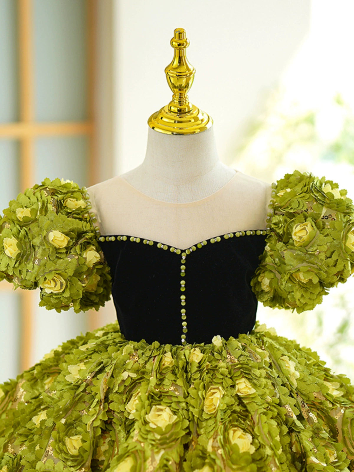 Princess Sweetheart Illusion Neck Ball Gown Dress for Girls - Green / 18-24 Months (90cm) - Fleur Kids Princess Sweetheart Illusion Neck Ball Gown Dress for Girls - Green / 18-24 Months (90cm) - Fleur Kids