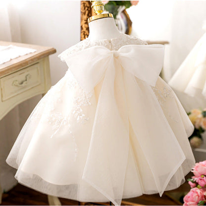 White Tulle Princess Dress for Girls - Flower Girl, Birthday & Formal Party Dress