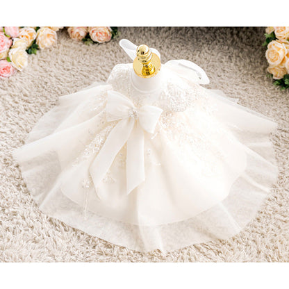 White Tulle Princess Dress for Girls - Flower Girl, Birthday & Formal Party Dress
