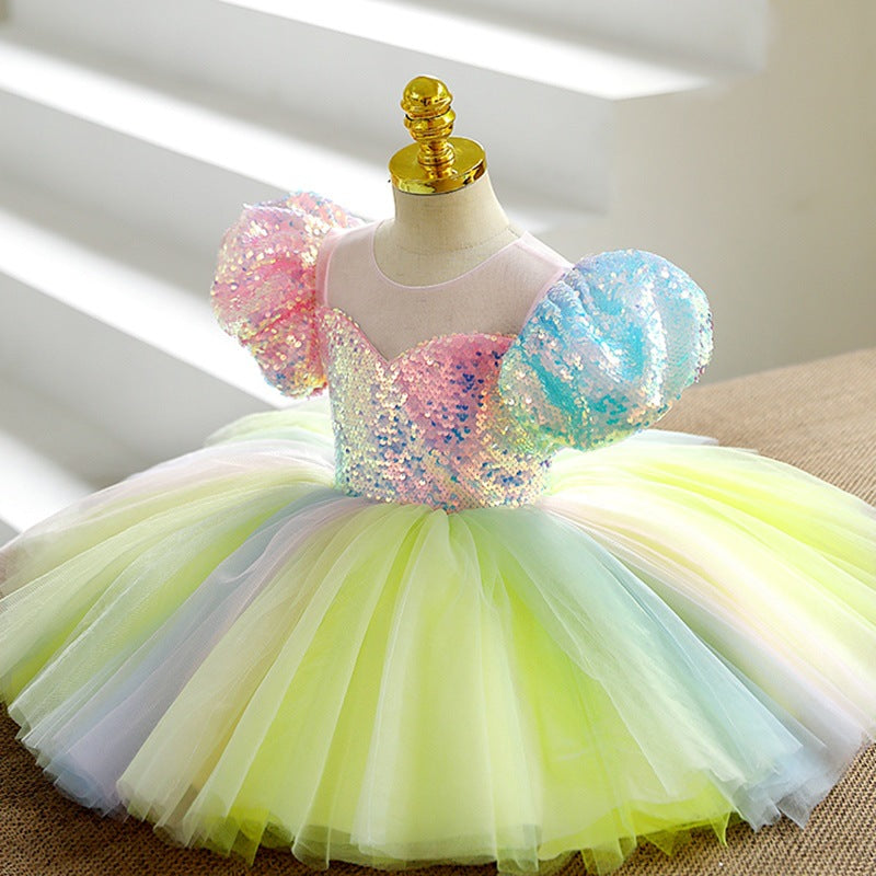 Rainbow Princess Tulle Dress for Girls - Party, Wedding & Special Occasions