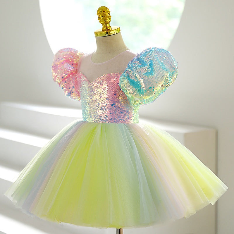 Rainbow Princess Tulle Dress for Girls - Party, Wedding & Special Occasions