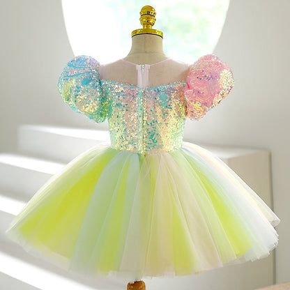 Rainbow Princess Tulle Dress for Girls - Party, Wedding & Special Occasions
