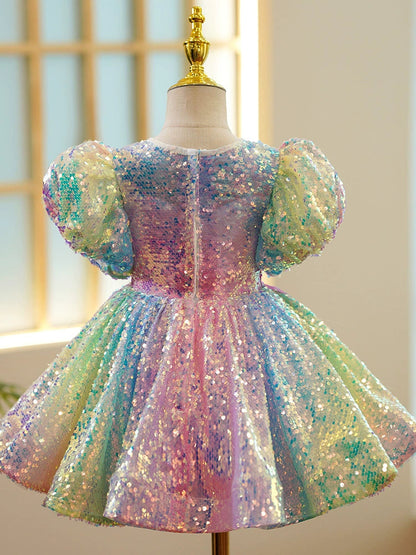 Rainbow Sequin Ball Gown Dress for Girls – Princess & Fairy Style