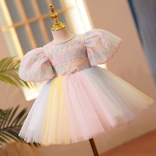 Rainbow Tulle Princess Ball Gown Dress for Girls - Party & Flower Girl Outfits