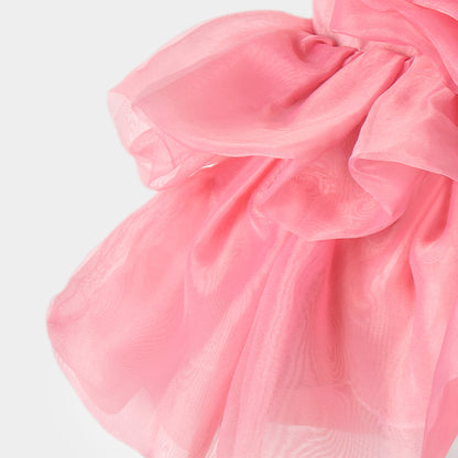 Rose Pink Off Shoulder Organza Flower Girl Dress | Kids Party & Wedding Outfit