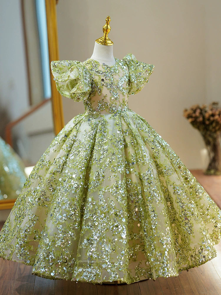 green sequin dress girls Tween Girls' V Neck Chain Detail Sequin Party Dress Elonnashop