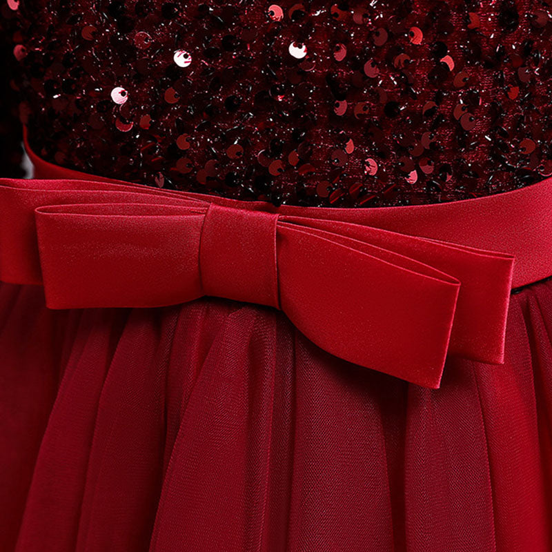 Sequin Princess A-Line Maxi Dress for Girls (Ages 4-13) | Long Sleeve Flower Girl Gown