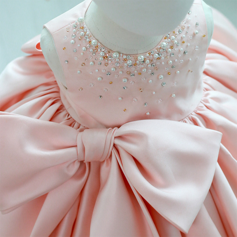 A-Line Sequin Bow Princess Dress for Girls | Satin Formal Flower Girl Dress