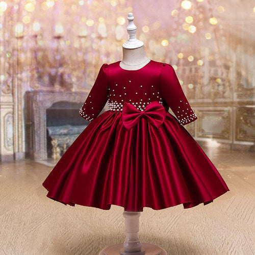 Sequin A-line Formal Party Dress for Baby & Toddler Girls | Cute Bowknot, Beaded Details