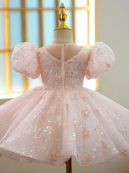 Pink Sequin V-Neck Ball Gown Dress for Girls - Princess & Fairy Style