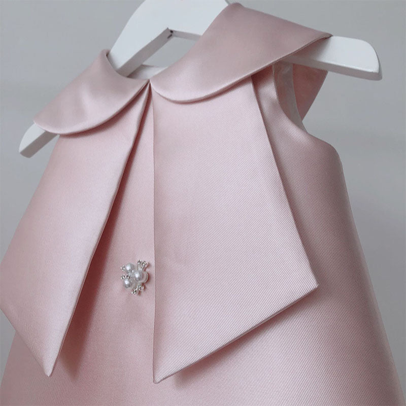 Sleeveless Satin A-Line Tea Length Party Dress for Girls – Princess Birthday & Flower Girl Gown