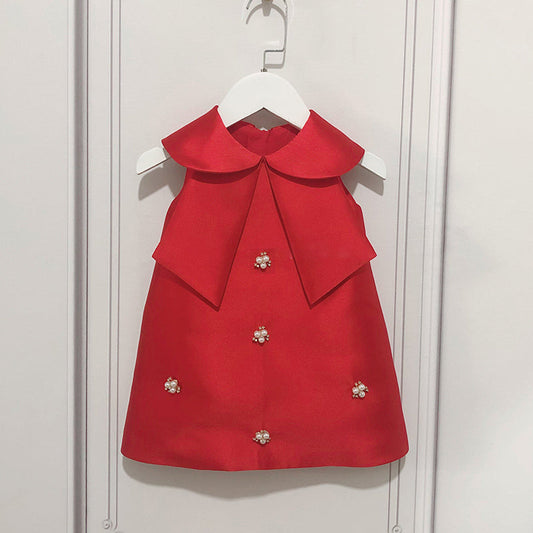 Sleeveless Satin A-Line Tea Length Party Dress for Girls – Princess Birthday & Flower Girl Gown