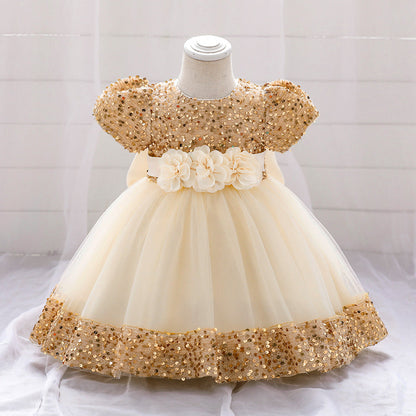 Sparkling Tea Length A-Line Dress for Girls – Flower Girl, Party & Formal Events