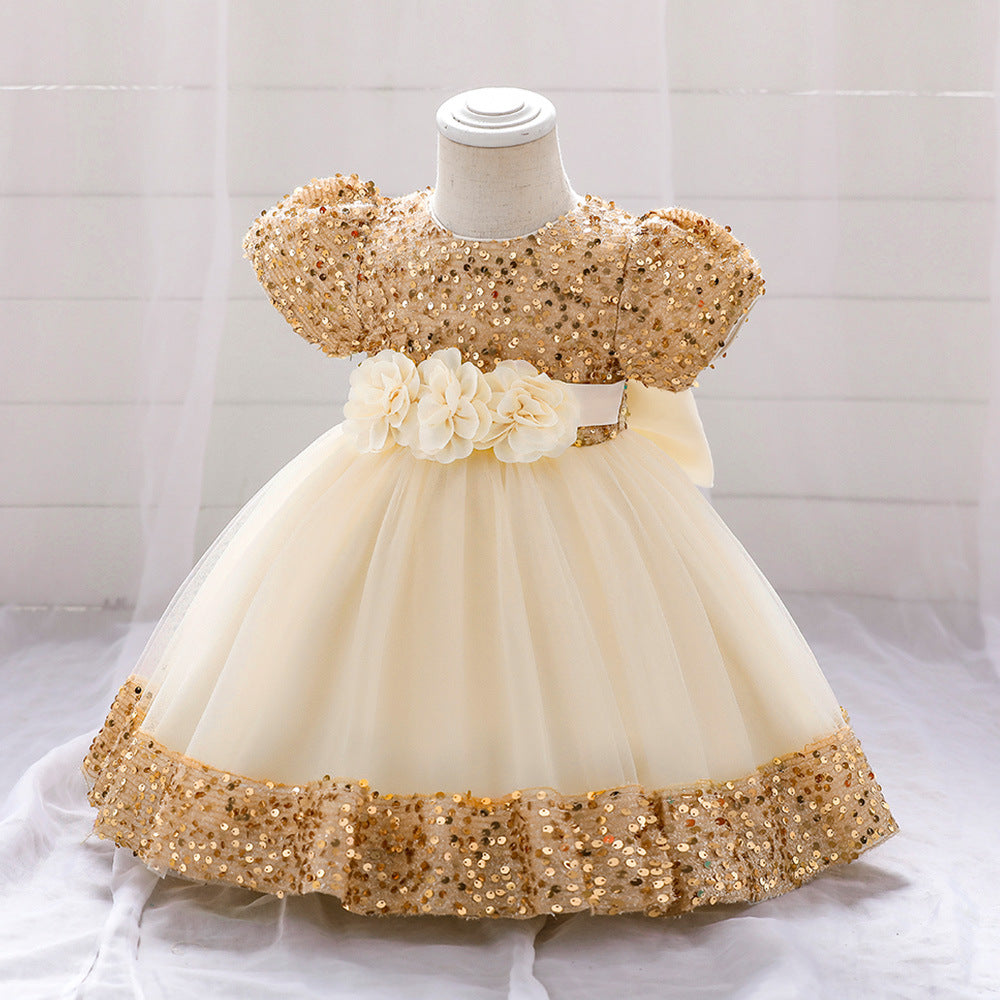 Sparkling Tea Length A-Line Dress for Girls – Flower Girl, Party & Formal Events