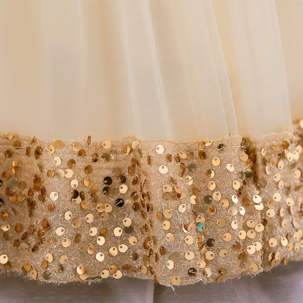 Sparkling Tea Length A-Line Dress for Girls – Flower Girl, Party & Formal Events