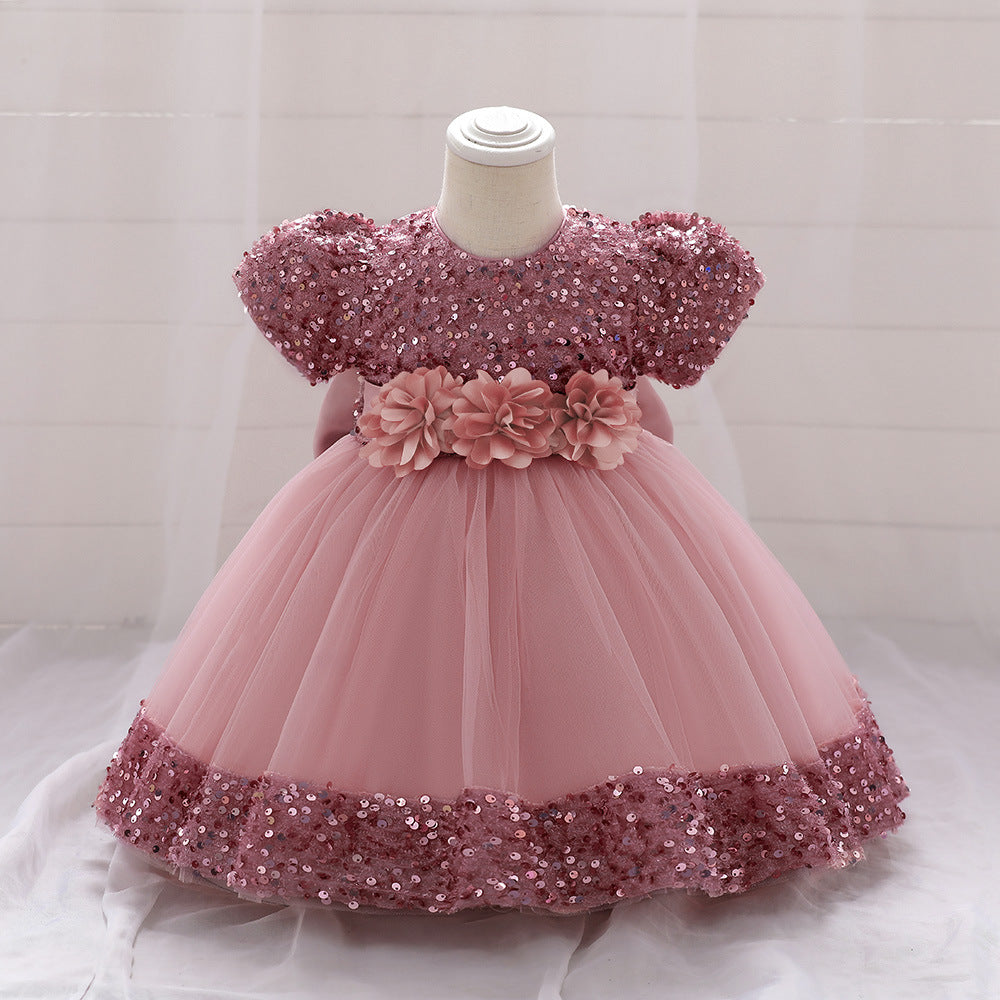 Sparkling Tea Length A-Line Dress for Girls – Flower Girl, Party & Formal Events