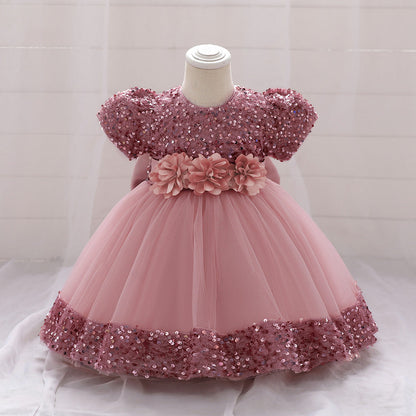 Sparkling Tea Length A-Line Dress for Girls – Flower Girl, Party & Formal Events