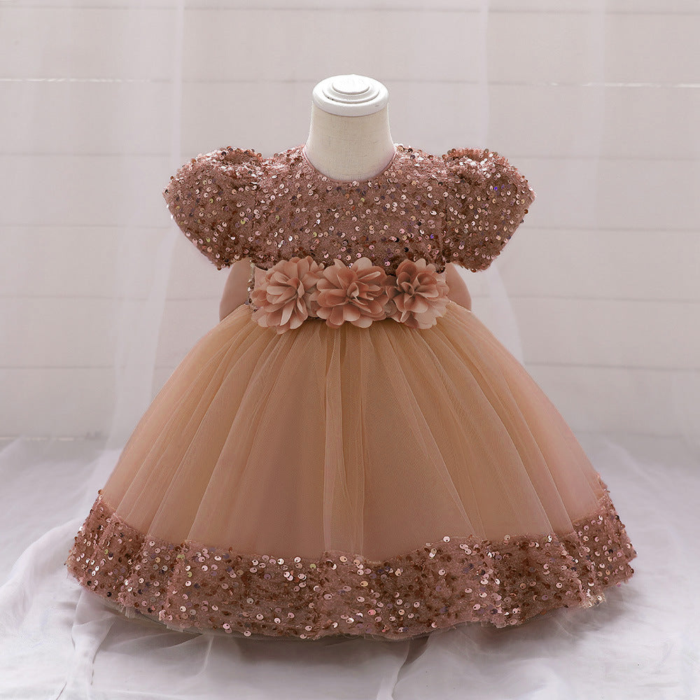 Sparkling Tea Length A-Line Dress for Girls – Flower Girl, Party & Formal Events
