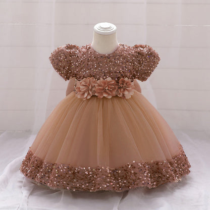 Sparkling Tea Length A-Line Dress for Girls – Flower Girl, Party & Formal Events