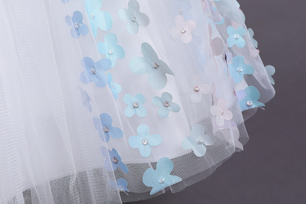 Cute Puffy Tulle Party Dress for Girls – Flower Applique Easter Dress