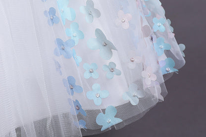 Cute Puffy Tulle Party Dress for Girls – Flower Applique Easter Dress