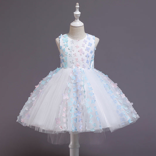 Cute Puffy Tulle Party Dress for Girls – Flower Applique Easter Dress