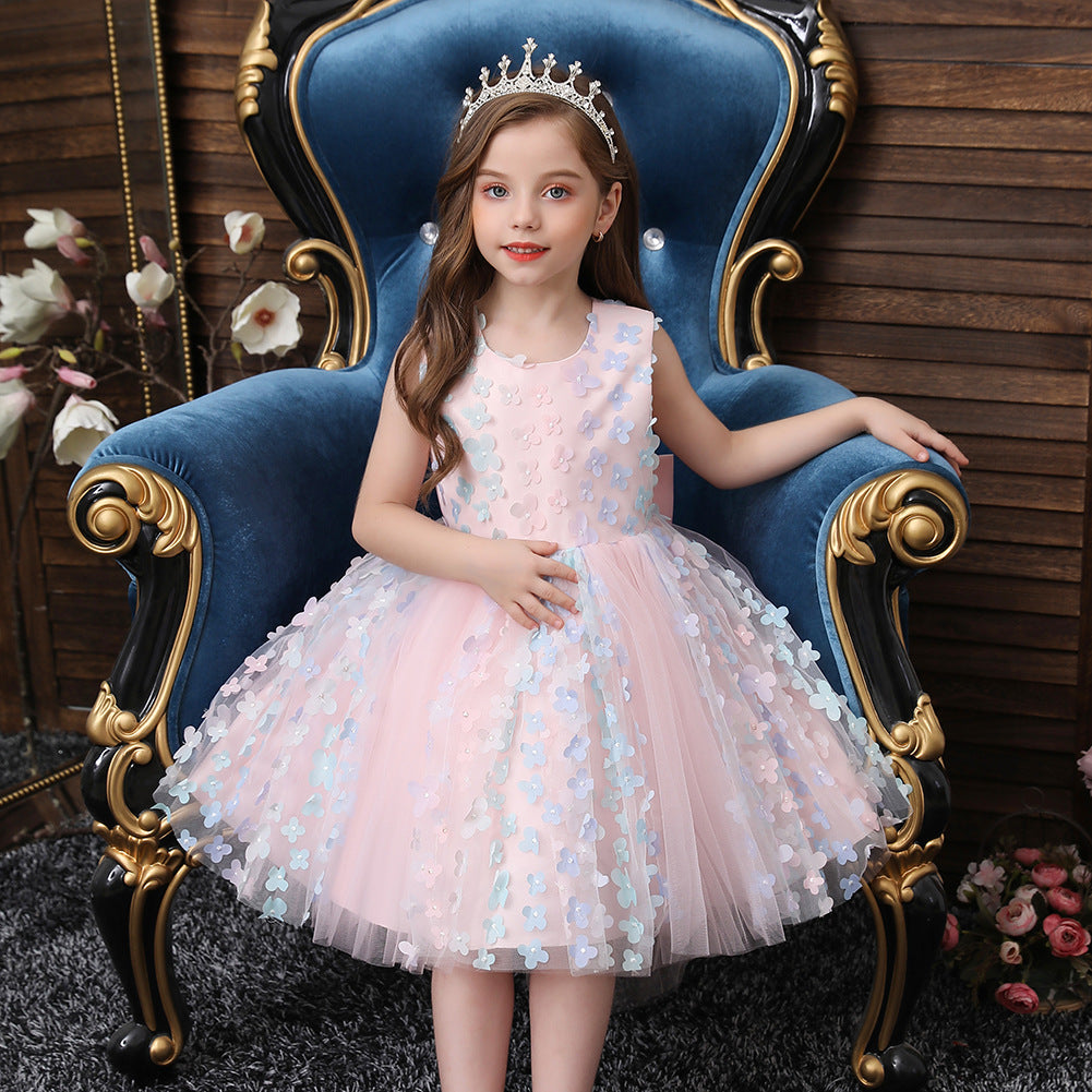 Cute Puffy Tulle Party Dress for Girls – Flower Applique Easter Dress