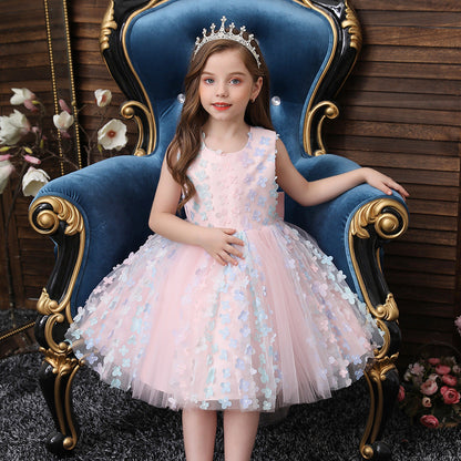 Cute Puffy Tulle Party Dress for Girls – Flower Applique Easter Dress