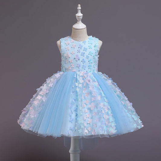 Cute Puffy Tulle Party Dress for Girls – Flower Applique Easter Dress