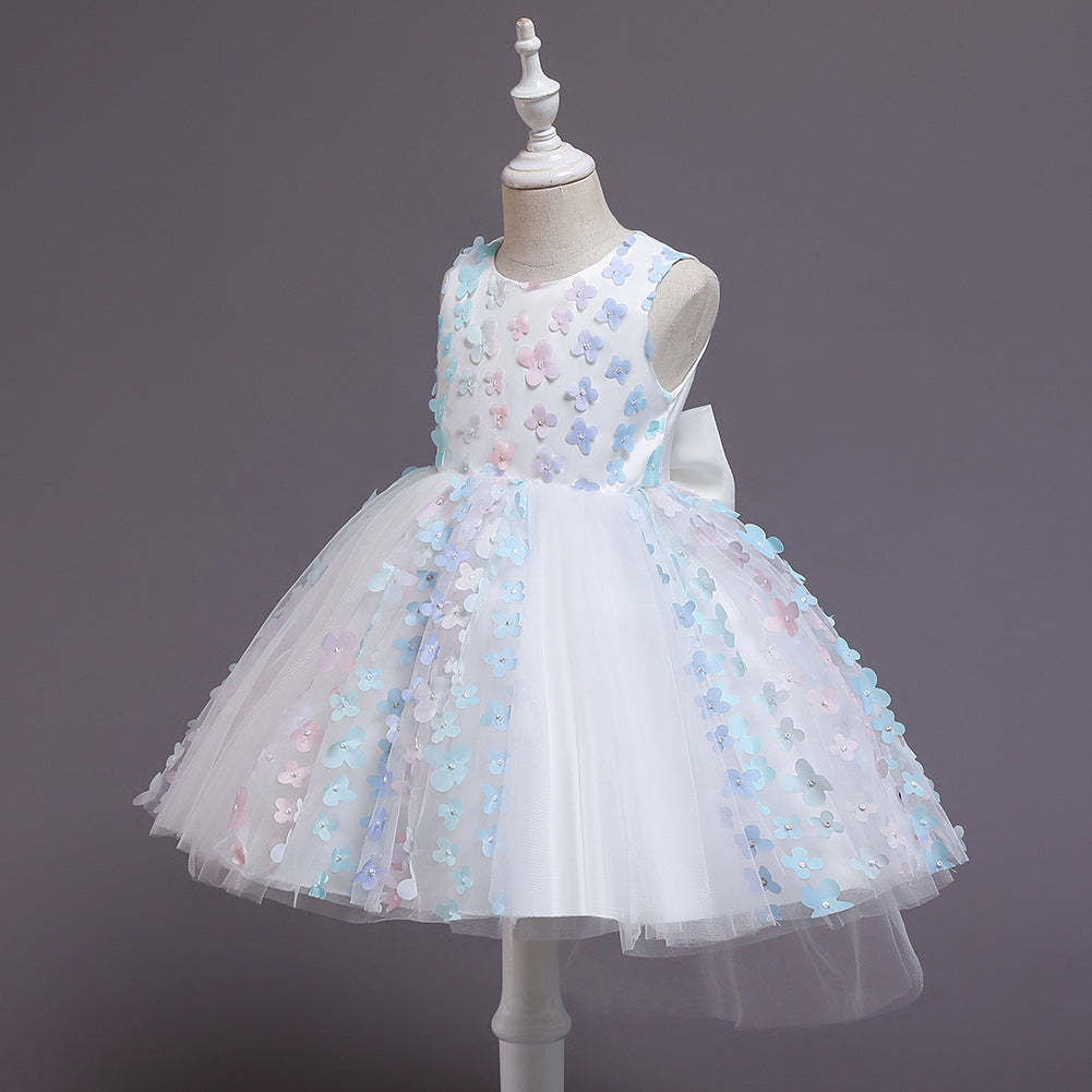 Cute Puffy Tulle Party Dress for Girls – Flower Applique Easter Dress