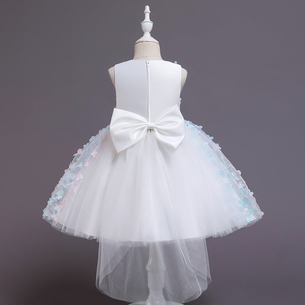 Cute Puffy Tulle Party Dress for Girls – Flower Applique Easter Dress