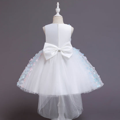 Cute Puffy Tulle Party Dress for Girls – Flower Applique Easter Dress
