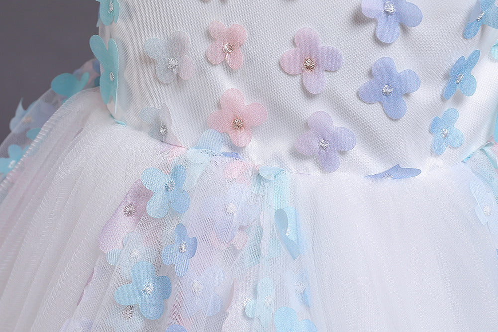 Cute Puffy Tulle Party Dress for Girls – Flower Applique Easter Dress
