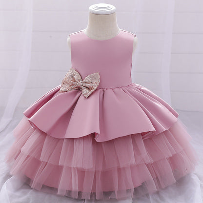 Cute Baby Girl A-Line Sequin Princess Dress Tea Length for Party & Wedding