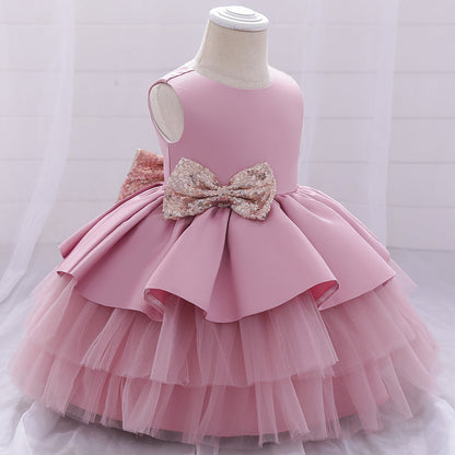 Cute Baby Girl A-Line Sequin Princess Dress Tea Length for Party & Wedding