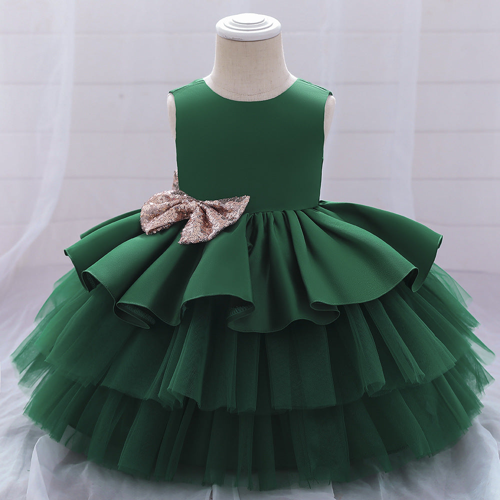 Cute Baby Girl A-Line Sequin Princess Dress Tea Length for Party & Wedding