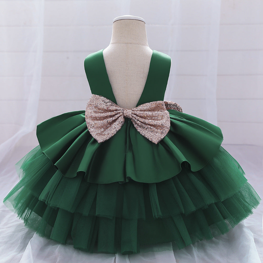 Cute Baby Girl A-Line Sequin Princess Dress Tea Length for Party & Wedding