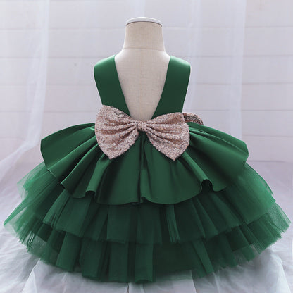 Cute Baby Girl A-Line Sequin Princess Dress Tea Length for Party & Wedding